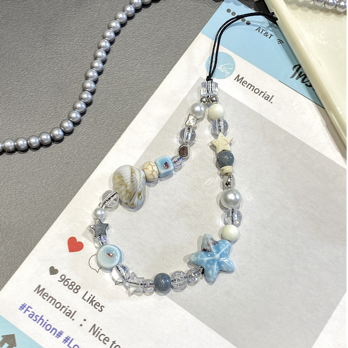 🌊🐚 Seaside Pearl & Starfish Phone Charm.