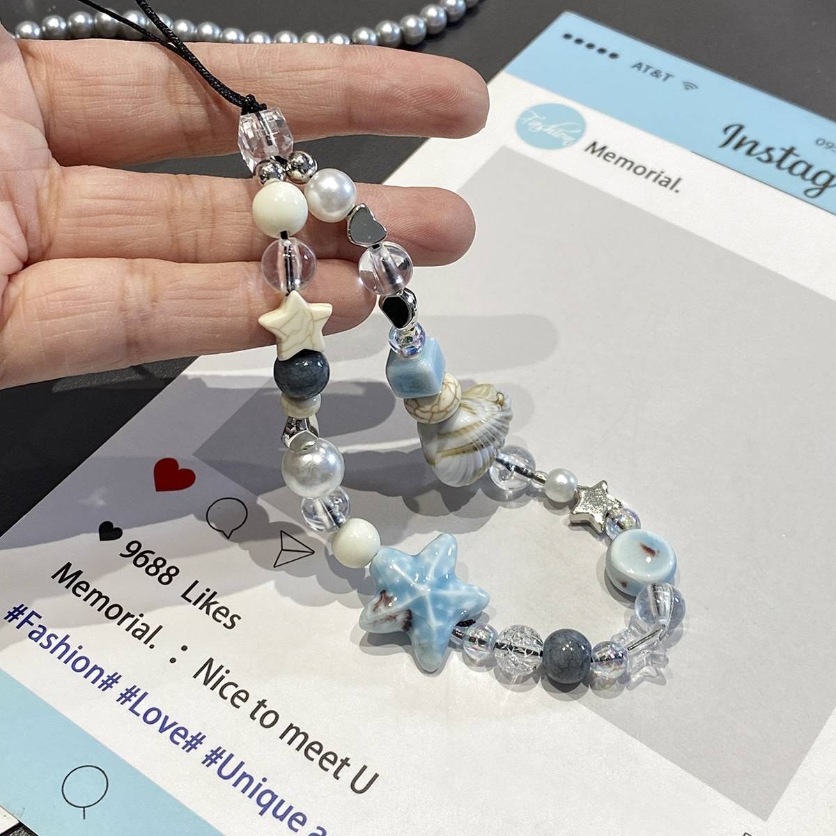 🌊🐚 Seaside Pearl & Starfish Phone Charm.
