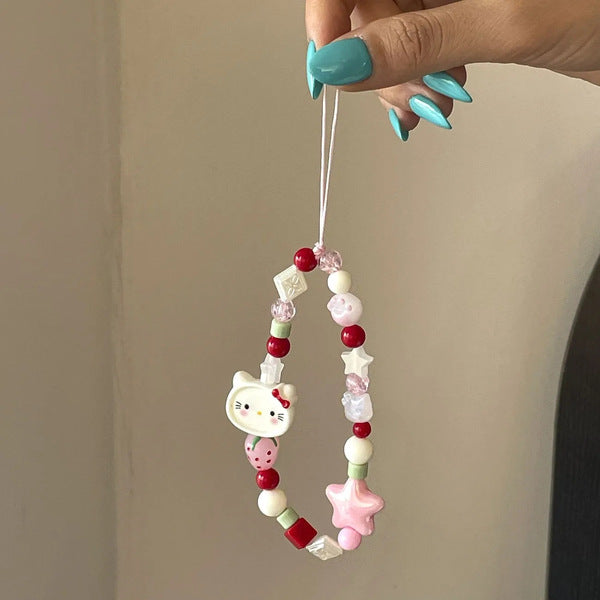 Y2k-Inspired Beaded "Hello Kitty"🍭🍭Phone charm.