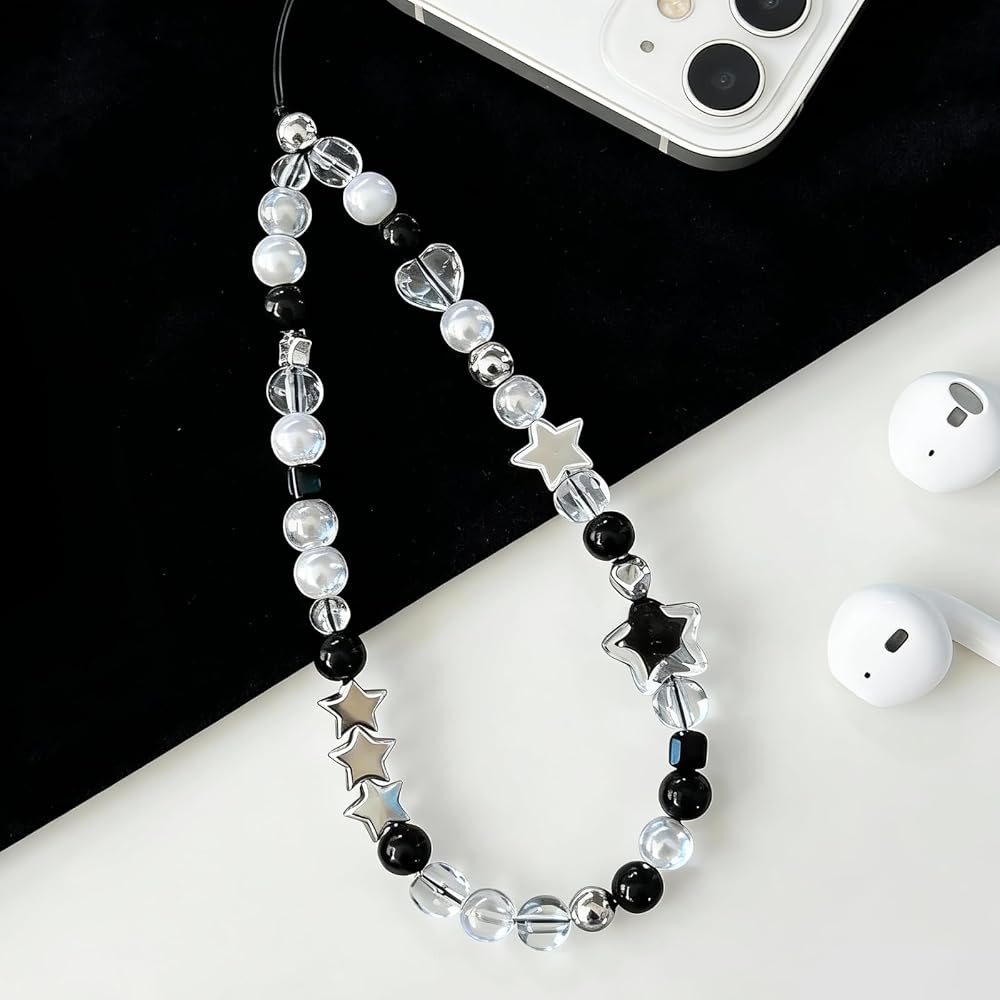 "BLACK STAR"♠️Celestial Monochrome Elegance Phone Charms.
