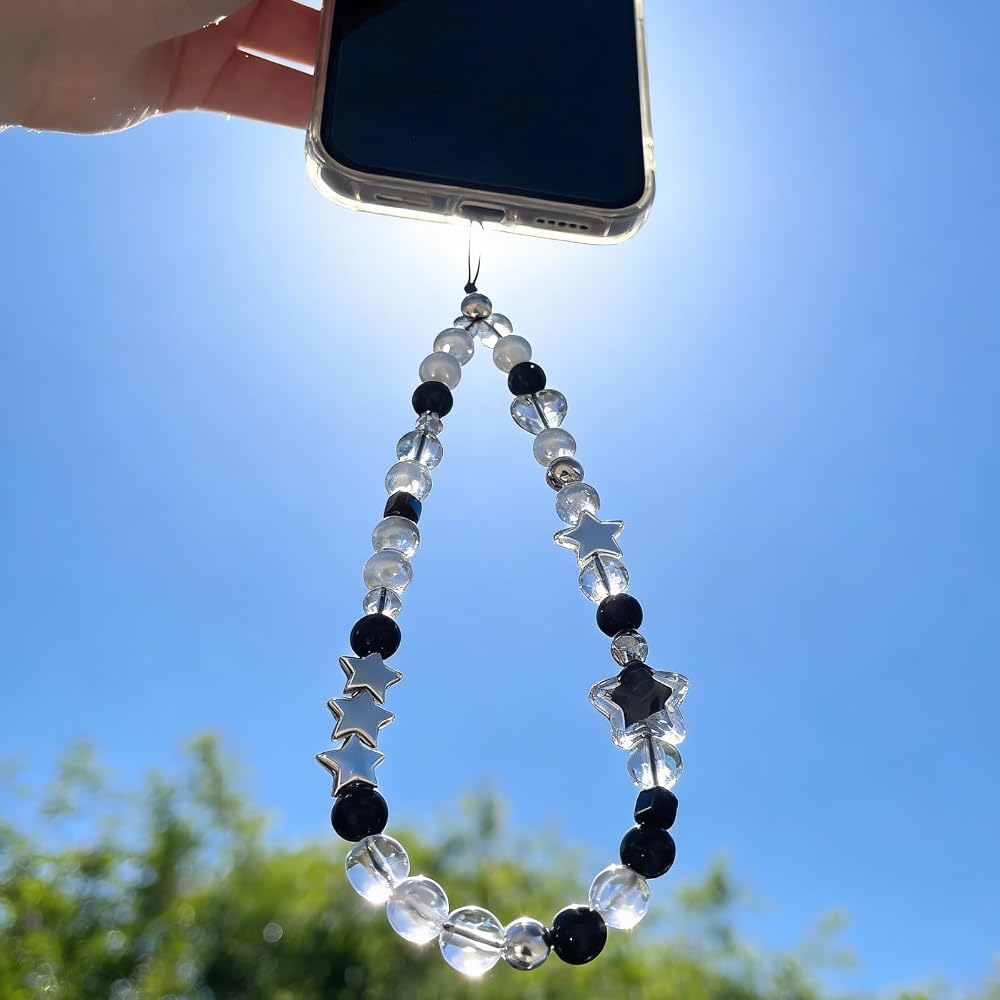 "BLACK STAR"♠️Celestial Monochrome Elegance Phone Charms.