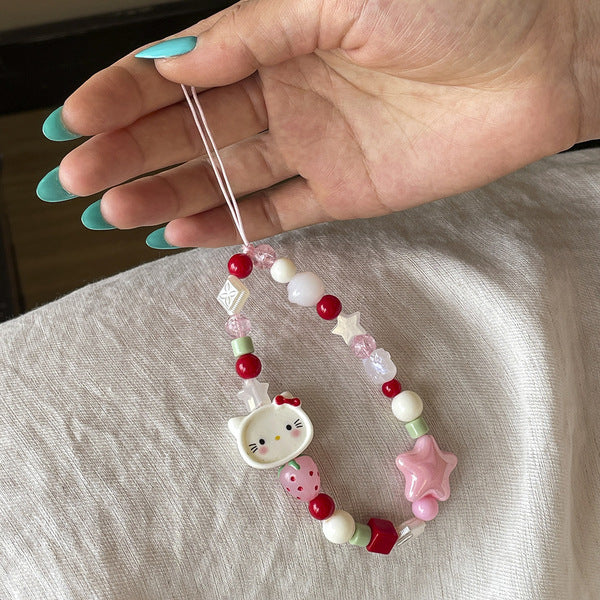 Y2k-Inspired Beaded "Hello Kitty"🍭🍭Phone charm.