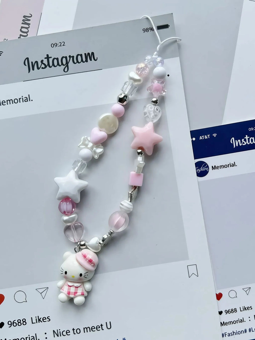 Kawaii Pastel "Hello Kitty" 🐾Beaded Charm.