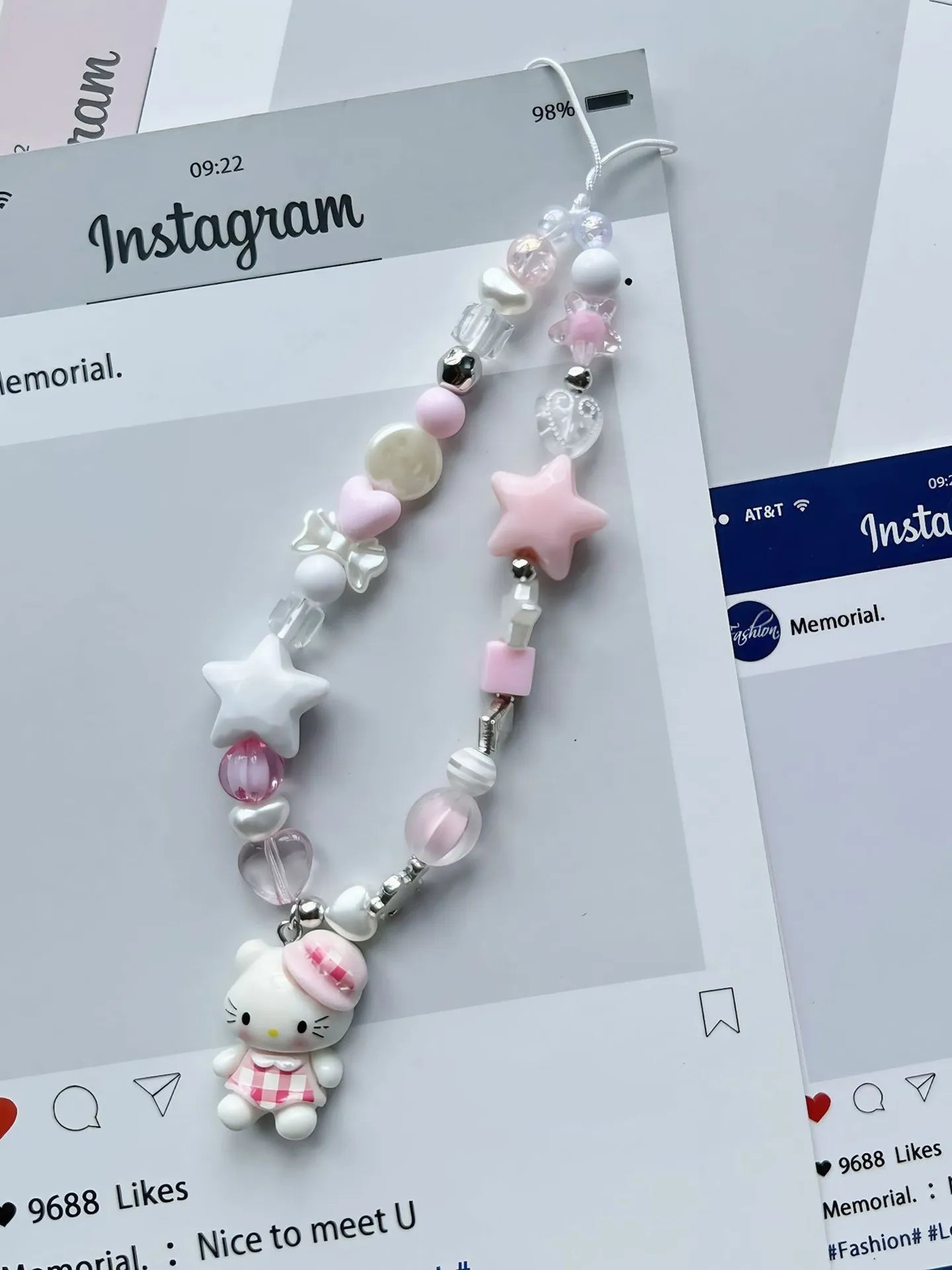 Kawaii Pastel "Hello Kitty" 🐾Beaded Charm.