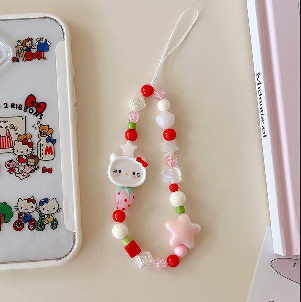 Y2k-Inspired Beaded "Hello Kitty"🍭🍭Phone charm.