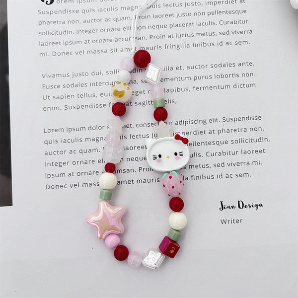 Y2k-Inspired Beaded "Hello Kitty"🍭🍭Phone charm.