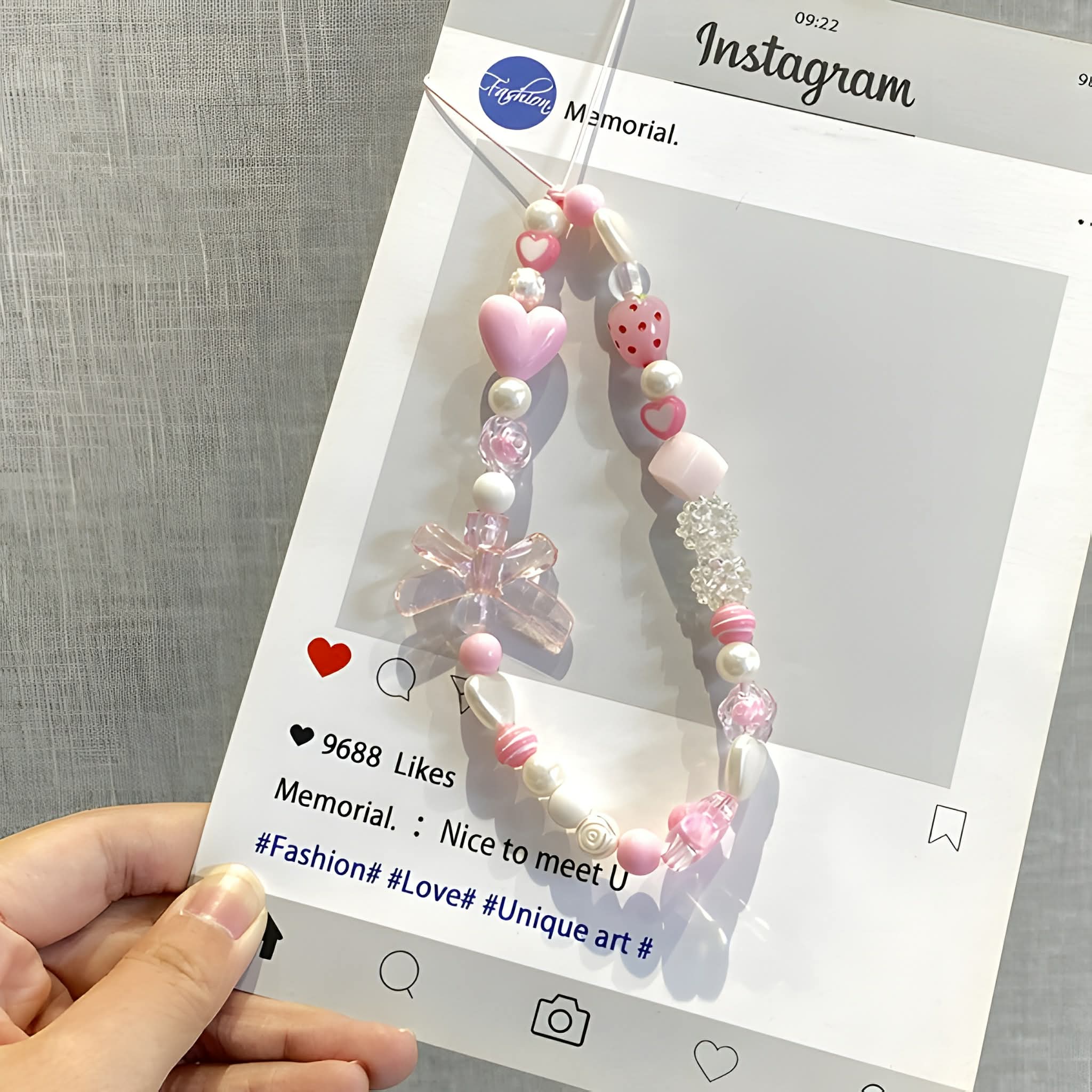 Sweet Strawberry🍓 & Pink Bow Beaded Phone Charm🎀