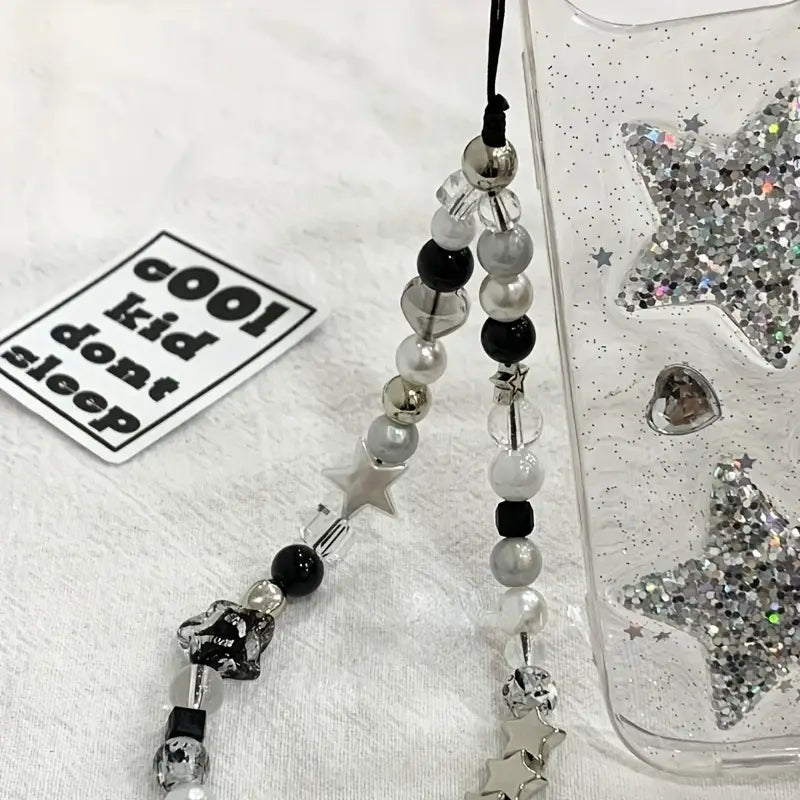 "BLACK STAR"♠️Celestial Monochrome Elegance Phone Charms.