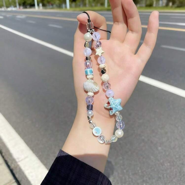 🌊🐚 Seaside Pearl & Starfish Phone Charm.