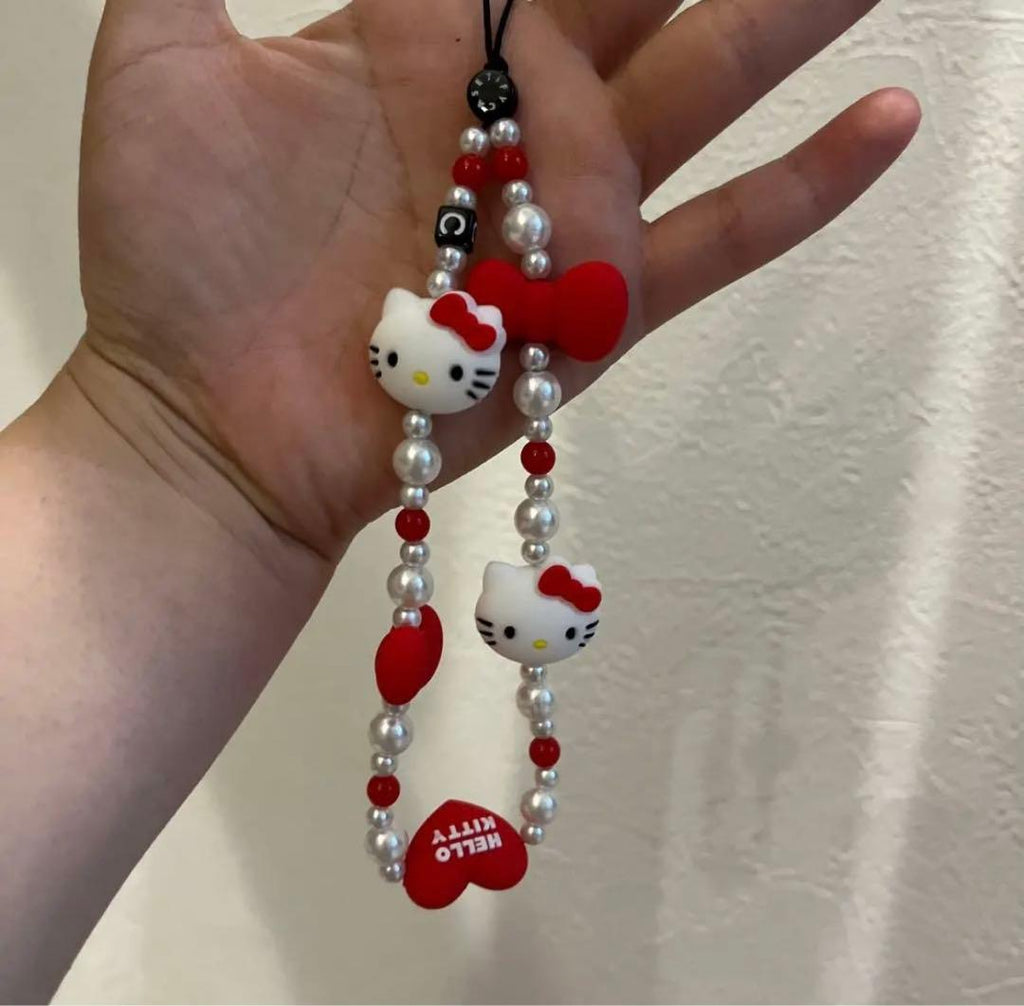 Hello Kitty Pearl & Bow Phone Charms