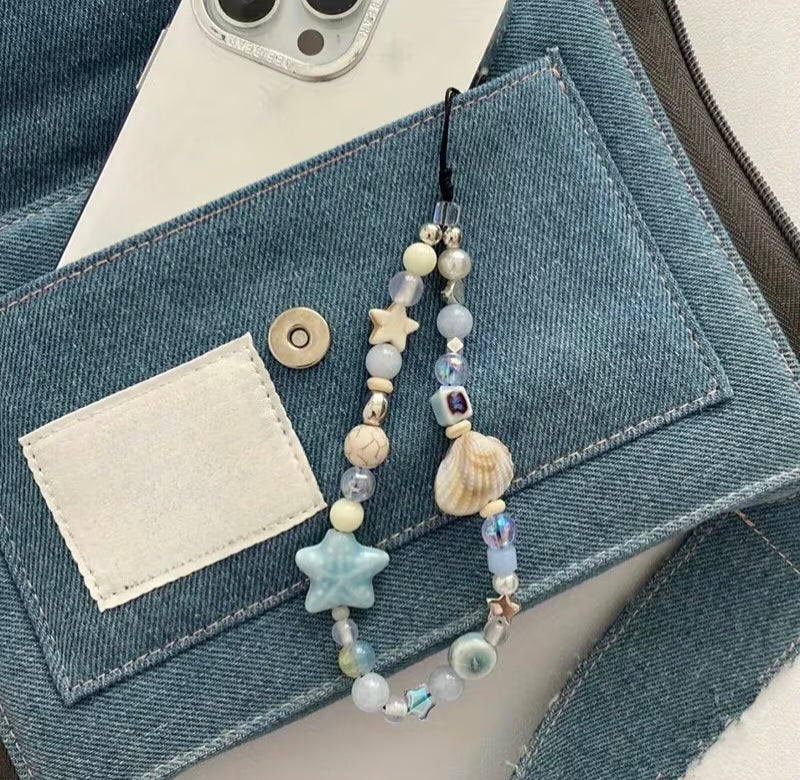 🌊🐚 Seaside Pearl & Starfish Phone Charm.