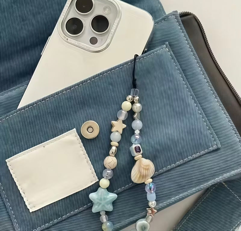 🌊🐚 Seaside Pearl & Starfish Phone Charm.